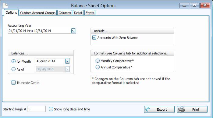 Choose the Accounting Year for your report from the dropdown box. You can select the Balances.
