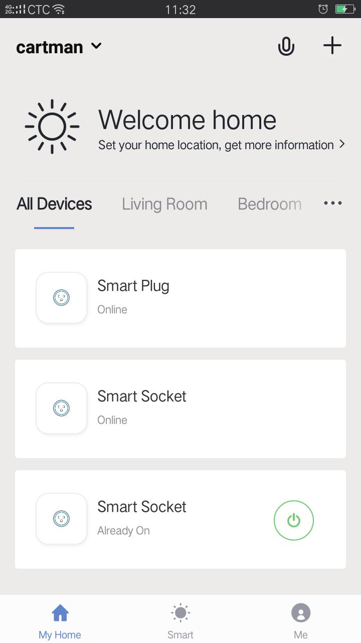 Main Device Controls After you successfully set up your Smart Plug, you will see the home page of the Smart Life app.