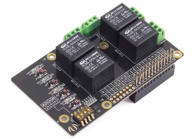 Raspberry Pi Relay Board v1.0 The Relay Shield utilizes four high quality relays and provides NO/NC interfaces that control the load of high current.