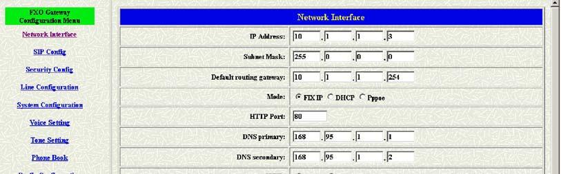 4 Press the Network Interface to configure the networking of your gateway.
