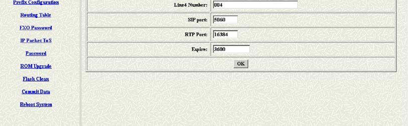 Prefix String - For the special registration for the special proxy. This configuration could use the letters for the registration. Line1 Number - The phone number for the port 1.