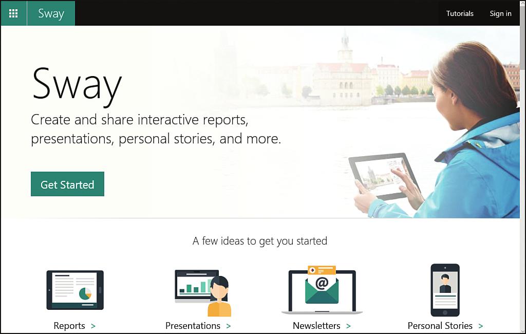 10 Chapter 1 Getting Started with Office Sway Create a Sway Account You can quickly create a free account on Sway (https://sway.com).