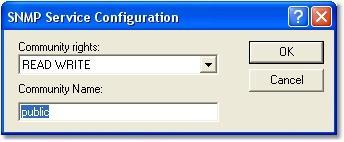 Click on OK button in the SNMP Service Properties dialog.