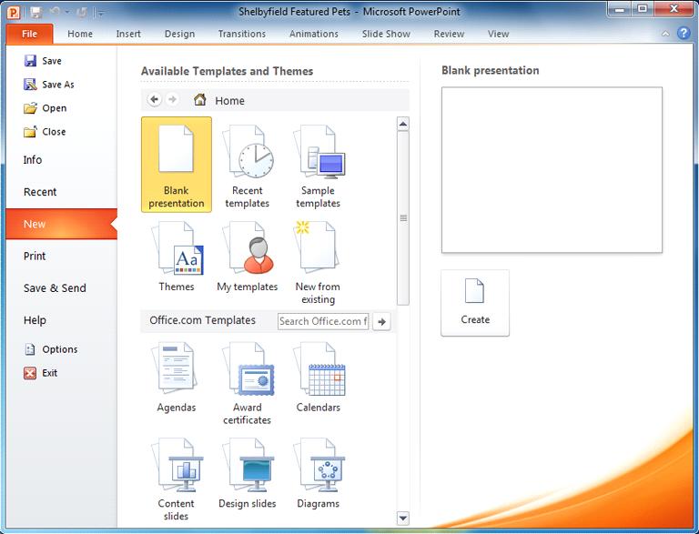 Creating and Opening Presentations PowerPoint files are called presentations.