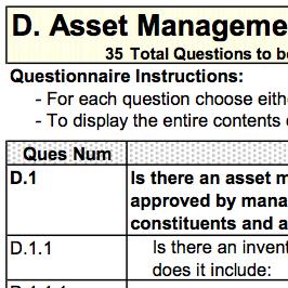 TAB D: ASSET MANAGEMENT determines whether the vendor has a formal asset management and classification structure in place to ensure that