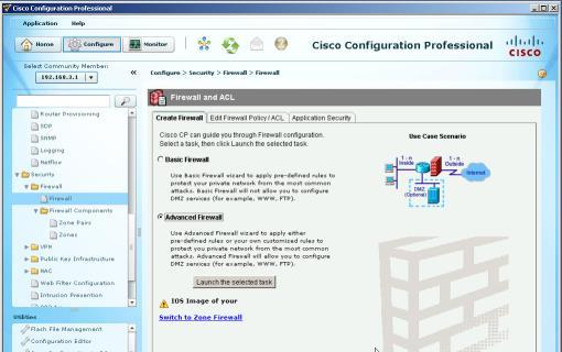 CCP Firewall Wizard ZPF can also be configured using the Basic Firewall Wizard. Step 1.
