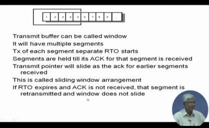 (Refer Slide Time: 19:12) So, through put can increase, so what we will input that transmit buffer can be put we can call it window now the term window comes transmit buffer can be called window.