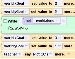 Using the variable to wait Go back to my first method Now while the player is NOT done we want to wait Drag in a while before the second xgoal set value. Select expressions, world.done. Now click world.