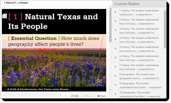 Use the Custom Basket The Custom Basket feature is a mini-table of Contents used by some publishers and texts to provide state- or institution-specific requirements. Access the Custom Basket 1.