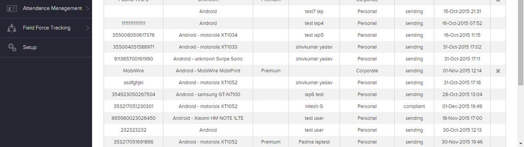 You will see the existing list of devices that are already being managed.