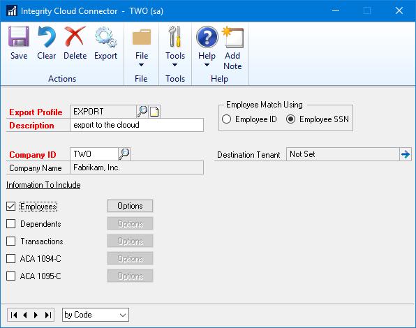 Configuring a Profile Creating a profile is as easy as specifying an export profile code and description and then clicking the save button. The actual configuration, however, is more in depth.