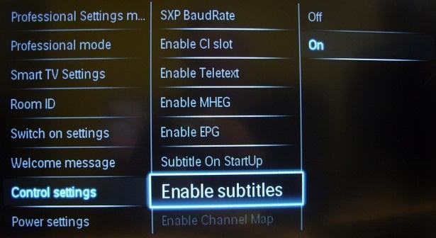 [Enable subtitle] Enables or disables the use of subtitles in a DVB broadcast channel: [Off]: No subtitles services