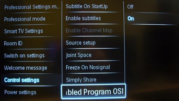 [Scrambled Program OSD] Show OSD on scrambled TV channel. [Power settings] The possible power settings are explained below.