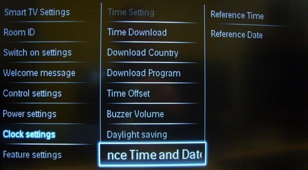 [Reference Time and Date] [Feature settings] Check Feature settings (page 33) [Speaker settings] [TV