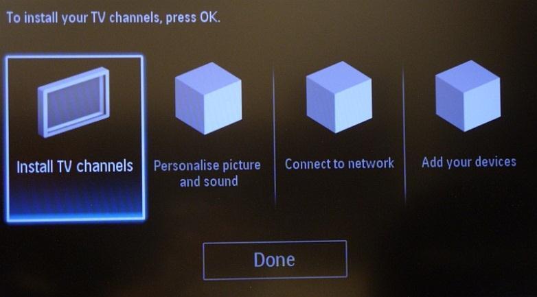 For the channel installations, select Install TV channels and press OK