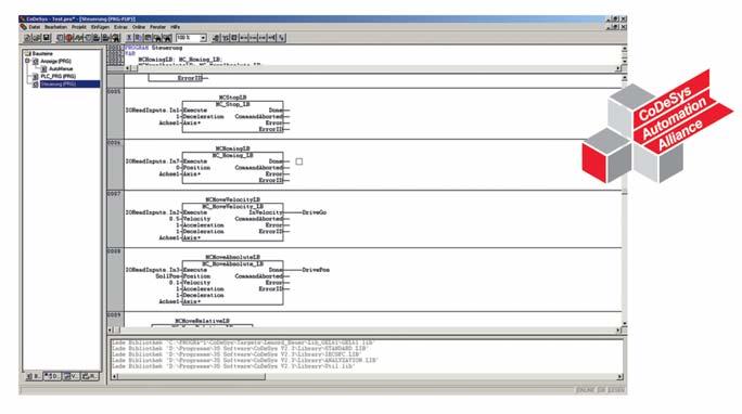 CoDeSys PLC programming environment Lenord + Bauer uses CoDeSys for PLC programming system.
