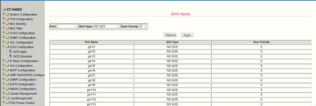 Figure 41 QoS Apply configuration page (2) QoS Schedule
