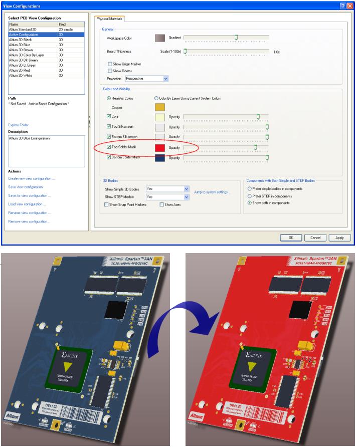 Use the View Conﬁgurations dialog to adjust the board's appearance as required.