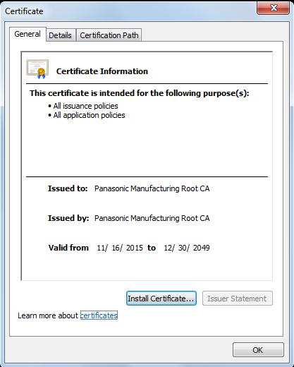 2. Click Install Certificate.