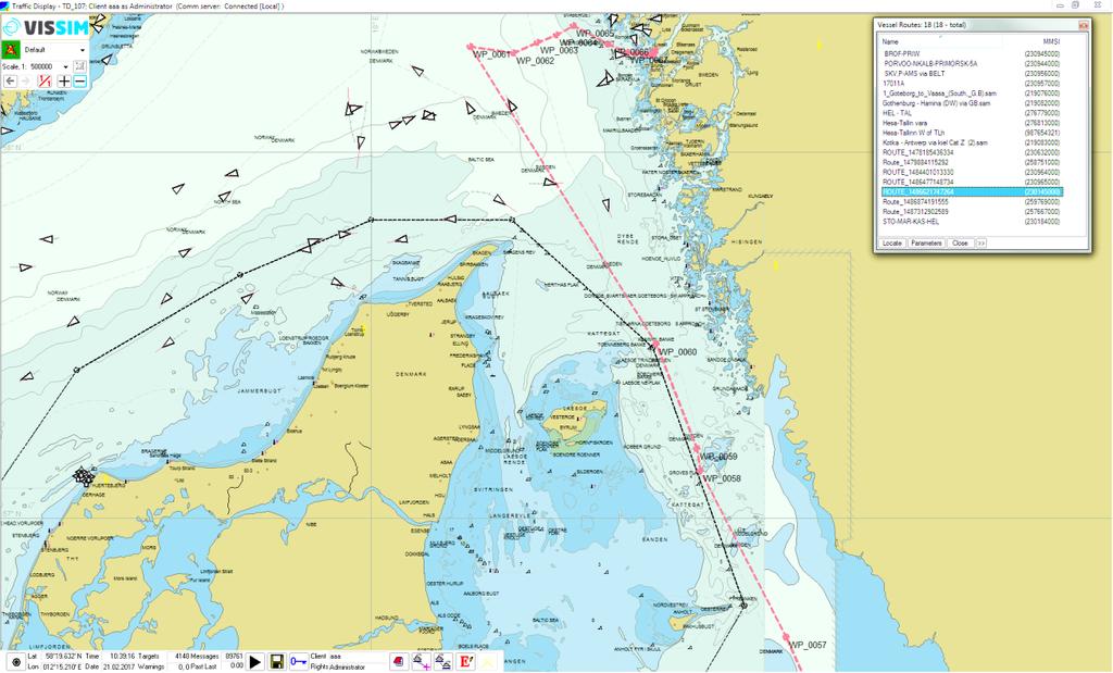 VTS Operator is able to get the list of all available routes provided with route names and MMSI number of the vessel who reported the route. Figure 5.