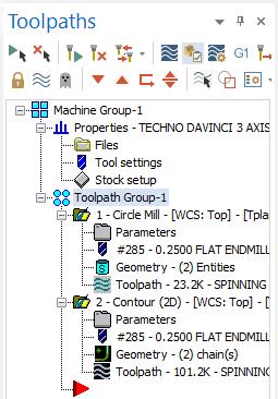 Click the Toolpath Group-1 in the Toolpaths Manager to select both