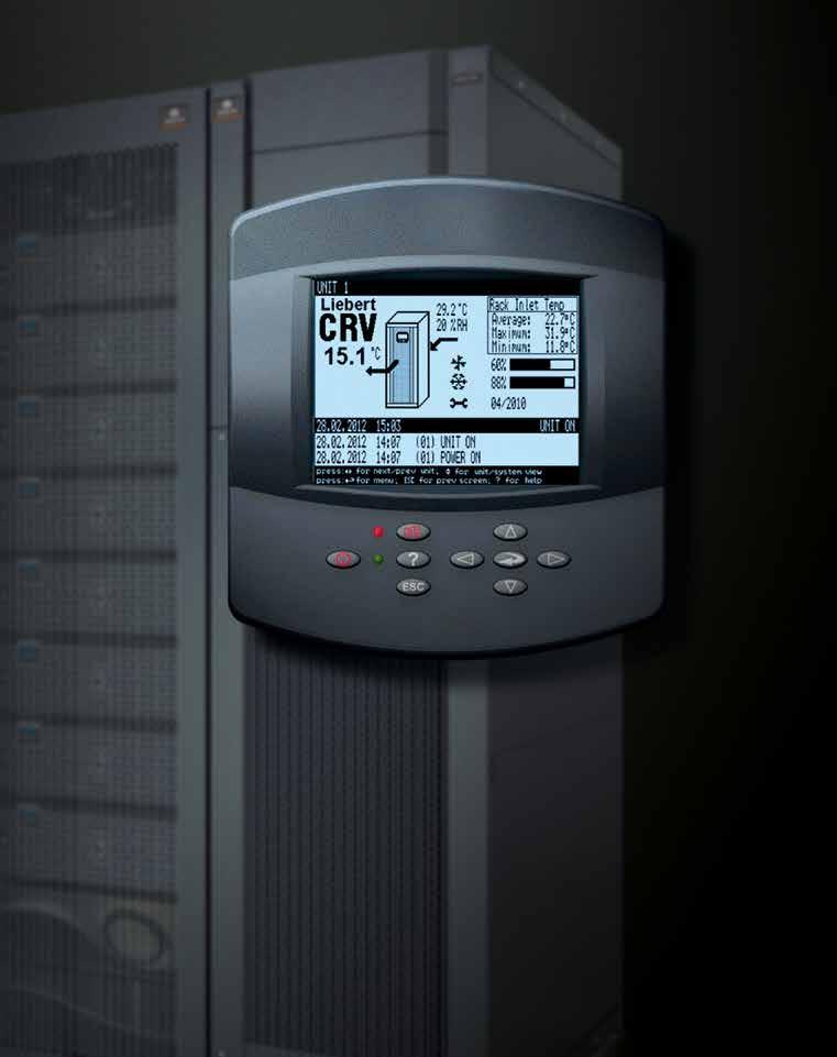 The integrated Vertiv ICOM Control monitors variations in temperature and
