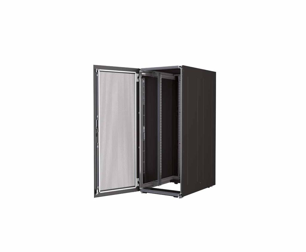 EASY ACCESS RAISED HEIGHT AIRFLOW 83% erforation offers optimal airflow Easy access on all sides enables comfortable service and repair Raised height from 41/46U up to 42/47U LOAD CAACITY Load rate
