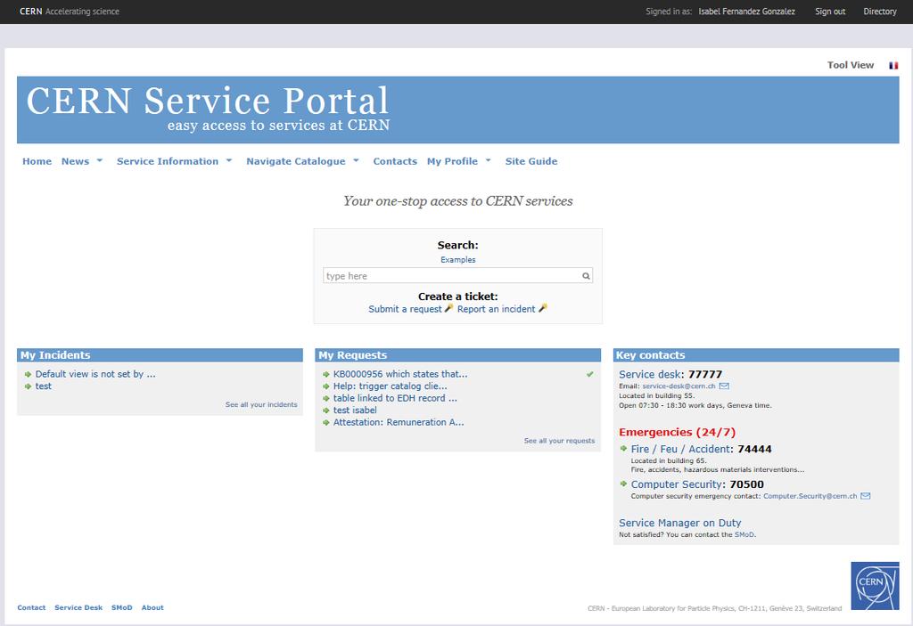 CERN Service Portal:
