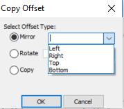 Copy Offset / Mirror The Mirror option provides Left, Right, Top, and Bottom mirroring options (Figure 30). Figure 30 With the Mirror option, one or more takeoff items can be mirrored simultaneously.