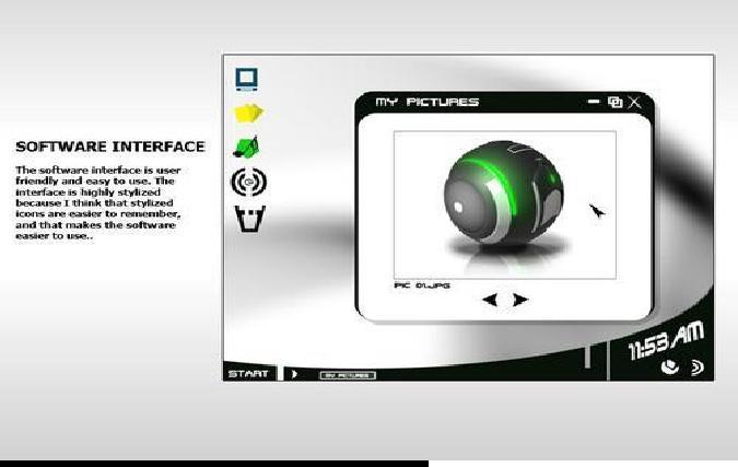 The Software Interface The software interface of the E-BALL PC is highly stylized with icons that support all types of Windows operating system.
