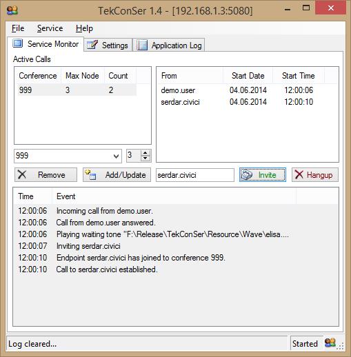 Service Monitor You can monitor active calls through service monitor tab. You can clear log entries by right clicking on Call Log. You can add conferences through service monitor.