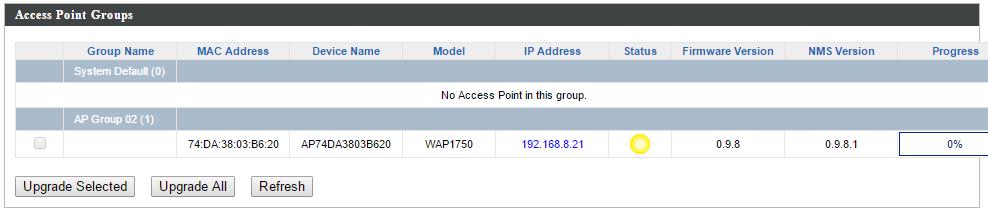 IV-5-5. Firmware Upgrade Firmware Upgrade allows you to upgrade firmware to Access Point Groups.