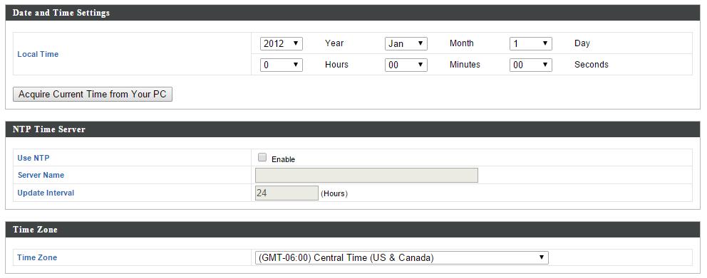 IV-7-3-2. Date and Time You can configure the time zone settings of your access point here. The date and time of the device can be configured manually or can be synchronized with a time server.