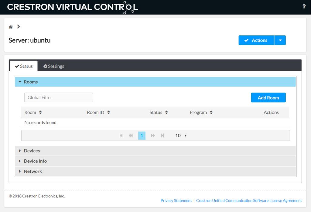 Crestron Virtual Control Web User Interface Select Add Program from