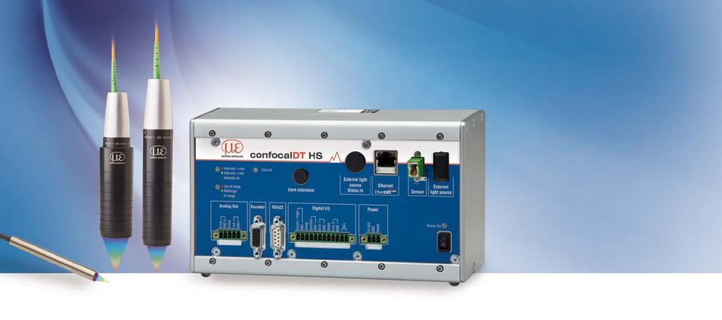 Confocal high-speed controller up to 70kHz confocaldt 271 HS 70kHz Fastest controller worldwide: Measuring rate up to 70kHz INTER FACE Interfaces: Ethernet / EtherCAT / RS / Analog Fast surface
