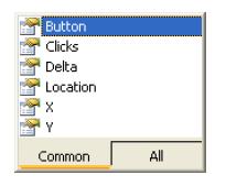 text = "Right"; label2.text = Convert.ToString(e.X) + "," + Convert.ToString(e.Y); case MouseButtons.