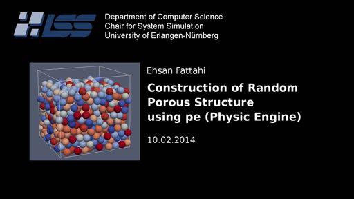 Setup of random spherical structure for porous media with