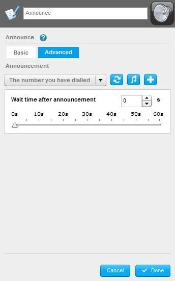 Step 2: then enter a 'Destination Number' which will form part of the announcement Step 3: then select either an existing announcement or upload a new announcement as the suffix announcement.