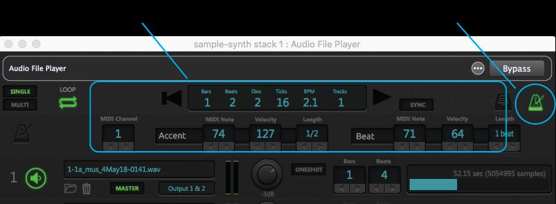 MIDI Metronome Included in the Audio File Player is a MIDI metronome optimized for working with short loops.
