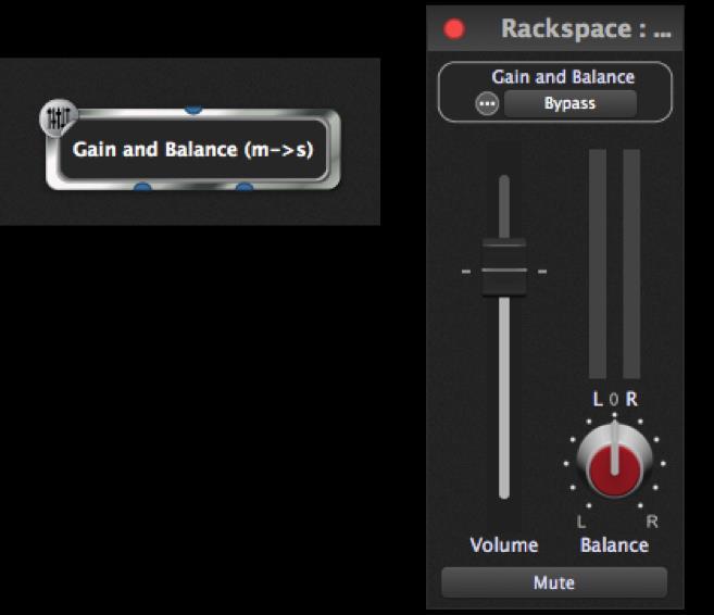 Gain and Balance (m->s) This plugin provides a single audio input pin and stereo audio output pins.