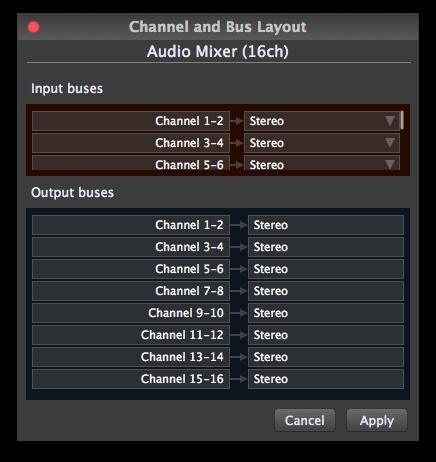 Bus Layout Opens the Channel and Bus Layout dialog. OSC/GPScript Allows you to set a name to be used by GP Script and/or OSC, as well as to enable OSC and/or GPScript.