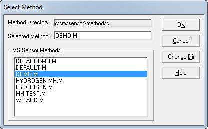 Load the demo method by clicking the button to the right of the "Method:" panel. Select the "DEMO.M" method in the resulting dialog box: 2.