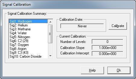 Signal Calibration Channel configuration dialog. Only the trend plot windows that have at least one Data Channel assigned to them will be displayed during a run.