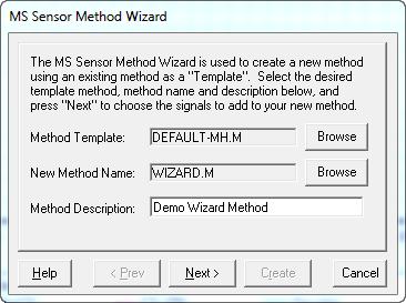 Step 1: Select the Template Method and New Method Name and Description Next, the user selects the Signals from the template method to