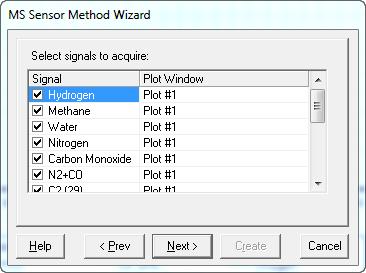 Step 2: Select which Signals will be included in the new method The method wizard provides the following data processing options.