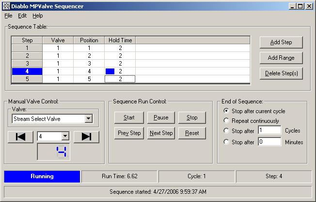 About MPValve Sequencer MPValve Sequencer is a component of Diablo Analytical s MPValve 3.0 software. MPValve 3.0 consists of two applications: MPValve Controller and MPValve Sequencer.