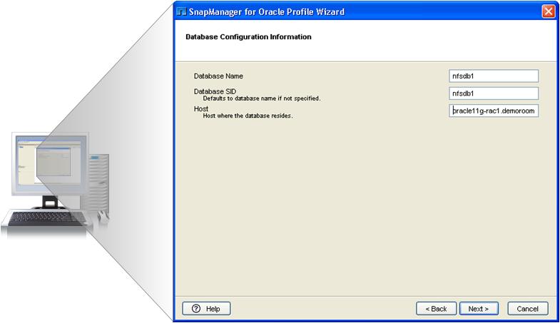 Lab Validation: NetApp SnapManager for Oracle 6 for the database, shown in Figure 4. Once the connection was established, the wizard created the tables needed to store the metadata in the database.