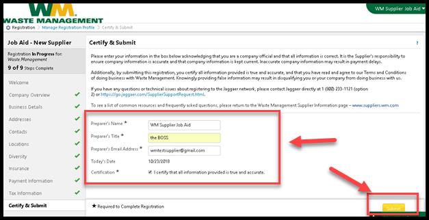 31. Once you have completed the 9 tasks required for the Supplier Registration, you will be asked to