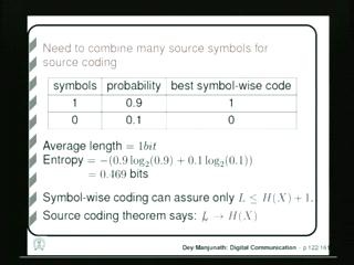 (Refer Slide Time: 06:37) Now, we have seen that block-wise source coding gives better compression.