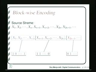 word. And then, we have seen that by doing block-wise source coding and as we increase block length N to